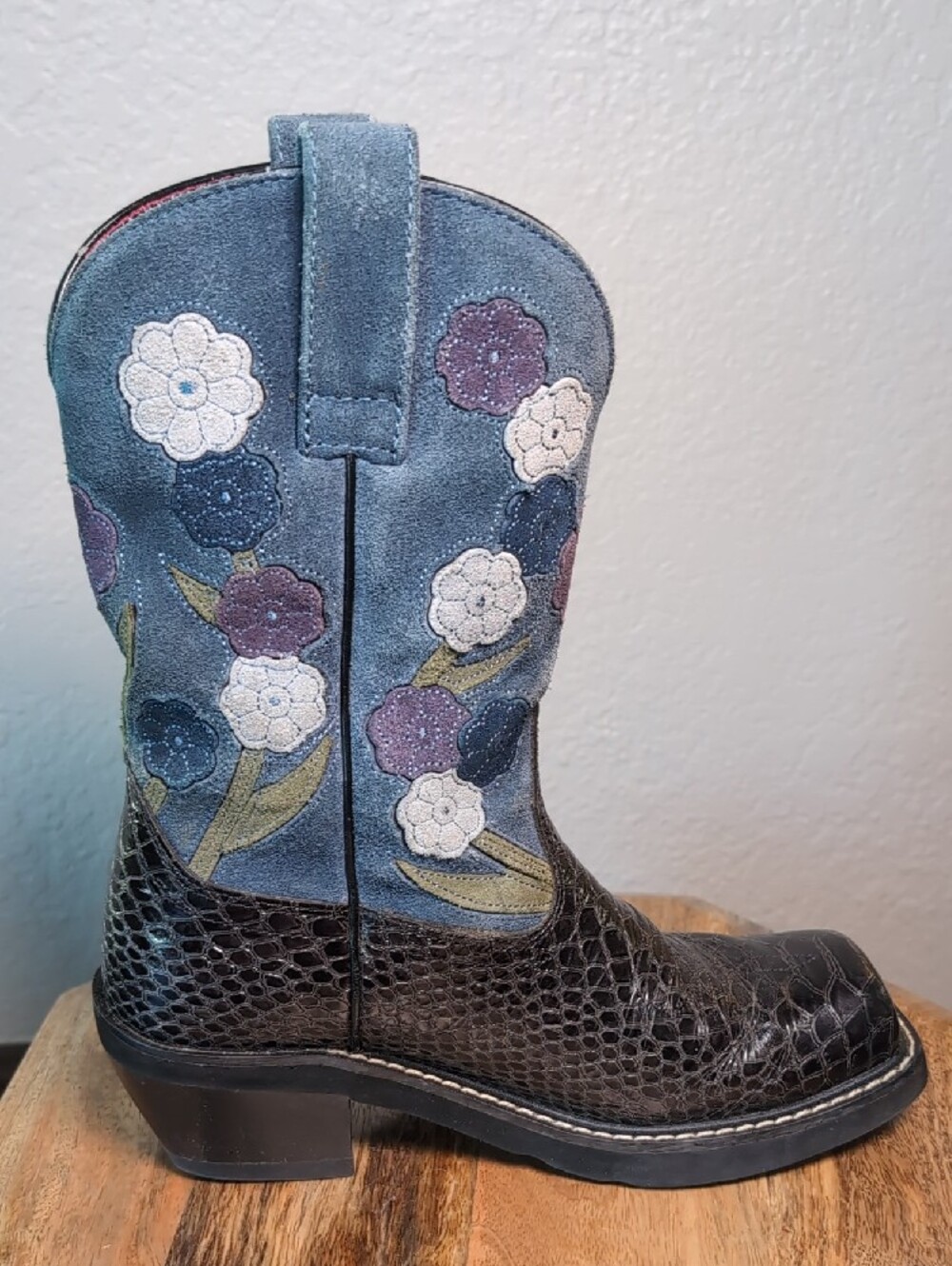Ariat DollBaby Floral Suede Cowgirl Western Boots - Picture 6 of 14